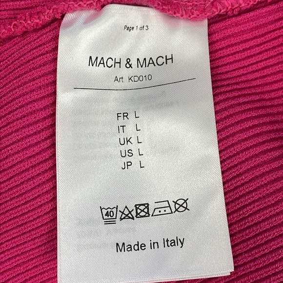 NWT Mach & Mach Heart Accented Rib Knit Sheath Mini Dress Fuchsia Pink Sz L - Picture 13 of 15